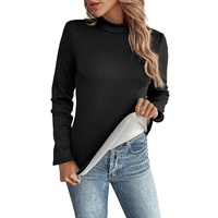 Black Mock Neck Thermal Lined Long Sleeve Tee - L thumbnail