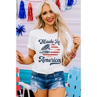 White Made in America Lip Printed O Neck T Shirt - XL thumbnail