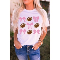 White Bowknot Rugby Football Printed Game Day T Shirt - XL thumbnail
