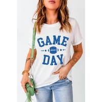 White GAME DAY Rugby Football Graphic Crewneck T Shirt - M thumbnail