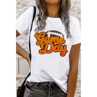 White Chenille Game Day Rugby Football Pattern Crewneck T Shirt - 2XL thumbnail