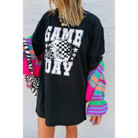 Black GAME DAY Checkerboard Rugby Football Helmet T Shirt - M thumbnail