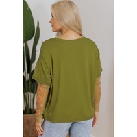 Fern Green Faux Two Piece Floral Long Sleeve Patchwork Tee - L thumbnail