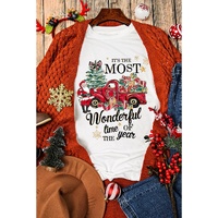 White Christmas Pattern Slogan Print Crew Neck T Shirt - 2XL thumbnail