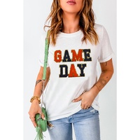 White Glitter GAME DAY Rugby Football Season Round Neck T Shirt - M thumbnail