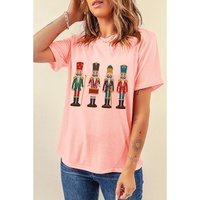 Pink Cute Nutcracker Graphic Crewneck Christmas T Shirt - L thumbnail