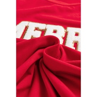 Red Christmas MERRY Graphic Cuffed Sleeve T Shirt - L thumbnail