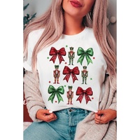 White Bowknot Nutcracker Printed Crewneck Christmas T Shirt - XL thumbnail