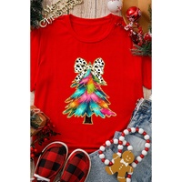 Red Bow Decor Christmas Tree Graphic Holiday T Shirt - 2XL thumbnail