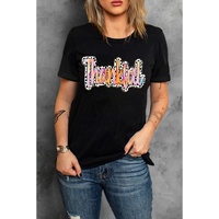 White Thankful Cow Print Crew Neck T Shirt - 3XL thumbnail