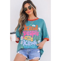 Dusk Blue Kind People are My Kind People Graphic Oversized Tee - L thumbnail