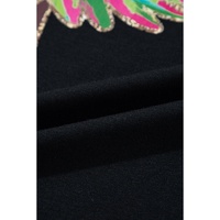 Black Heat Transfer Printing Christmas Tree Bowknot T-Shirt - S thumbnail