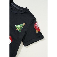 Black Sequin Christmas Essentials Graphic Crewneck T Shirt - L thumbnail