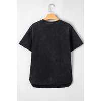 Black Western HOWDY Steer Head Print Side Slits Loose Fit T Shirt - M thumbnail