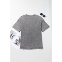 Philippine Gray Mineral Wash Half Sleeve Boyfriend Vintage T Shirt - L thumbnail