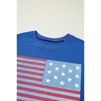 Real Teal American Flag Pattern Crewneck Tee - L thumbnail
