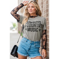 High Cowboys & Country Music Graphic Crew Neck T Shirt - L thumbnail