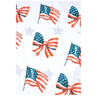 Khaki Patriotic Flag Bow Graphic Starry Round Neck T Shirt - L thumbnail