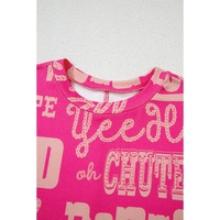 Rose Howdy Cowboy Letter Printed Western Fashion Tee - L thumbnail