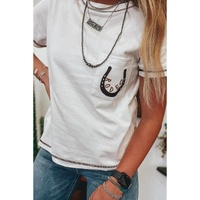 White RODEO Horseshoe Embroidered Patch Pocket T Shirt - XL thumbnail