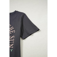 Dark Grey RISE WITH THE SUN Western Fashion Graphic Tee - L thumbnail