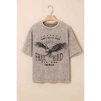 Parchment AMERICA FREE BIRD Vintage Graphic Mineral Washed Tee - M thumbnail