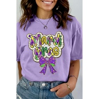 Wisteria mardi gras Bow Printed Crewneck Holiday T Shirt - 2XL thumbnail