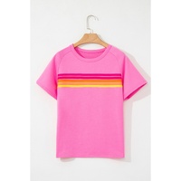 Bonbon Striped Patch Front Casual Tee - 2XL thumbnail