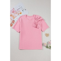 Pink Bow Applique Half Sleeve T-shirt - XL thumbnail