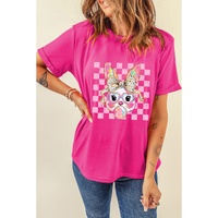Rose Red Plaid Bubble Gum Rabbit Graphic Eater T Shirt - 2XL thumbnail