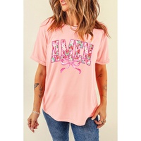 Pink Floral AMEN Bow Graphic Crewneck T Shirt - S thumbnail