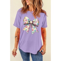 Wisteria Celebrative Easter Eggs Bow Print Casual T Shirt - 2XL thumbnail