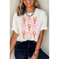 White Crawfish Bow Printed Summer T Shirt - XL thumbnail