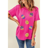Rose Red Easter Eggs Patched Crew Neck Graphic Tee - M thumbnail
