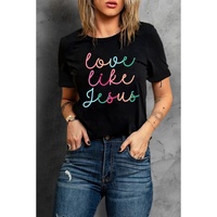 Black Love Like Jesus Crew Neck Graphic Tee - L thumbnail