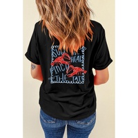 Black Girlie Bow Crawfish Printed T Shirt - L thumbnail