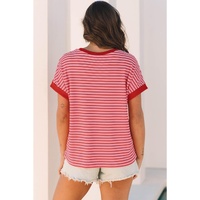 Pink Stripe Sequin Crawfish Crewneck T Shirt - M thumbnail
