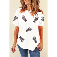 White Sequined Lobster Crewneck Tee - 3XL thumbnail