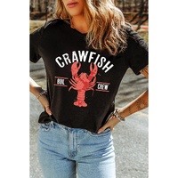 Black CRAWFISH BOIL CREW Distressed Letter Graphic T Shirt - L thumbnail
