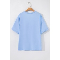 Myosotis TEXAS Bow Graphic Half Sleeve Drop Shoulder Loose Tee - L thumbnail