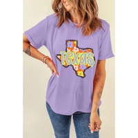 Wisteria TEXAS Flower Print Crew Neck T Shirt - 2XL thumbnail