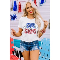 White Stars and Stripes Round Neck Graphic T Shirt - XL thumbnail