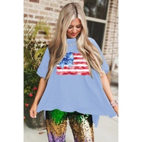 Myosotis American Flag Bow Knot Print Half Sleeve T Shirt - L thumbnail