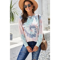 Multicolor Ombre Tie Dye Loose Leisure Sweatshirt - L thumbnail