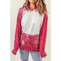 Red Tie-dyed Crew Neck Pullover Sweatshirt - M thumbnail