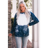 Navy Tie-dyed Crew Neck Pullover Sweatshirt - M thumbnail