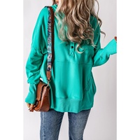 Azura Exchange Batwing Sleeve Pocketed Henley Hoodie - M thumbnail