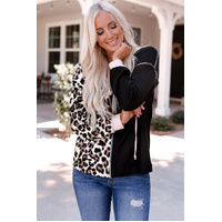 Azura Exchange Leopard Patchwork Hooded Sweatshirt - S thumbnail