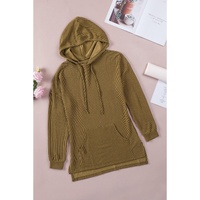 Azura Exchange Ribbed Drawstring Hoodie with Kangaroo Pocket - M thumbnail
