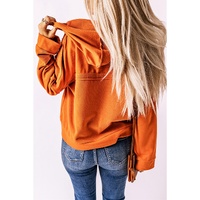 Azura Exchange Buttoned Hoodie with Patchwork Trim - S thumbnail